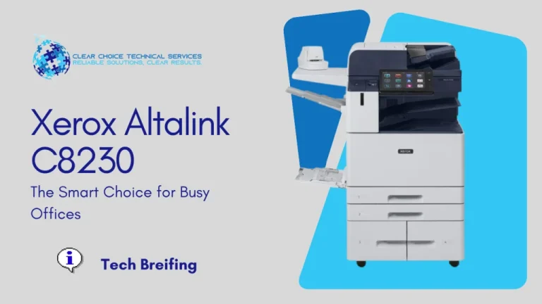 Xerox AltaLink C8230 multi-function printer with a 10.1-inch tablet-like interface and high-capacity trays, serving offices in Baltimore, MD 21202.