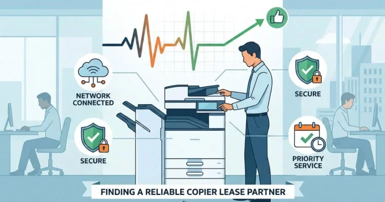 A Baltimore technician providing a Reliable Copier Lease, featuring 4-hour SLAs, secure network connectivity, and priority service.
