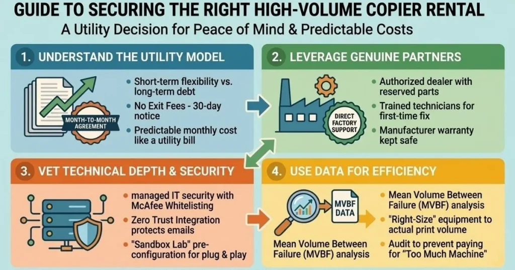 Guide to securing the right high-volume Copier Rental Cost in Baltimore, focusing on McAfee Whitelisting, Zero Trust, and Sandbox Lab pre-configuration.