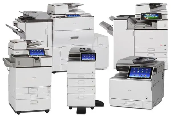 A diverse lineup of Ricoh and Sharp multi-function printers available for short-term lease and certified rental in Baltimore.